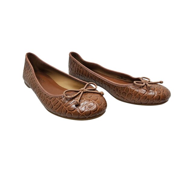 Talbots Womens Leather Upper Animal Print String Bow Accent Flats - Picture 4 of 8